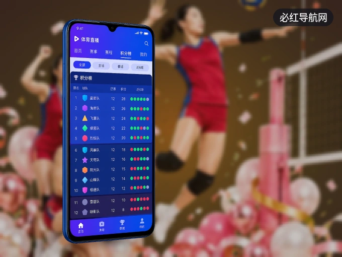 下载必红导航网，主队赛程与比分一手掌握